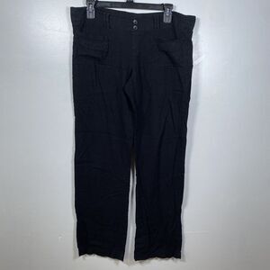SO Women's Juniors S Black Linen Blend Elastic Waist Pull On Pants Y2K 00s‎
